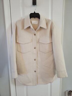 OAK + FORT Oversized Wool Blend Shacket Oatmeal Size S/M Shirt Jacket